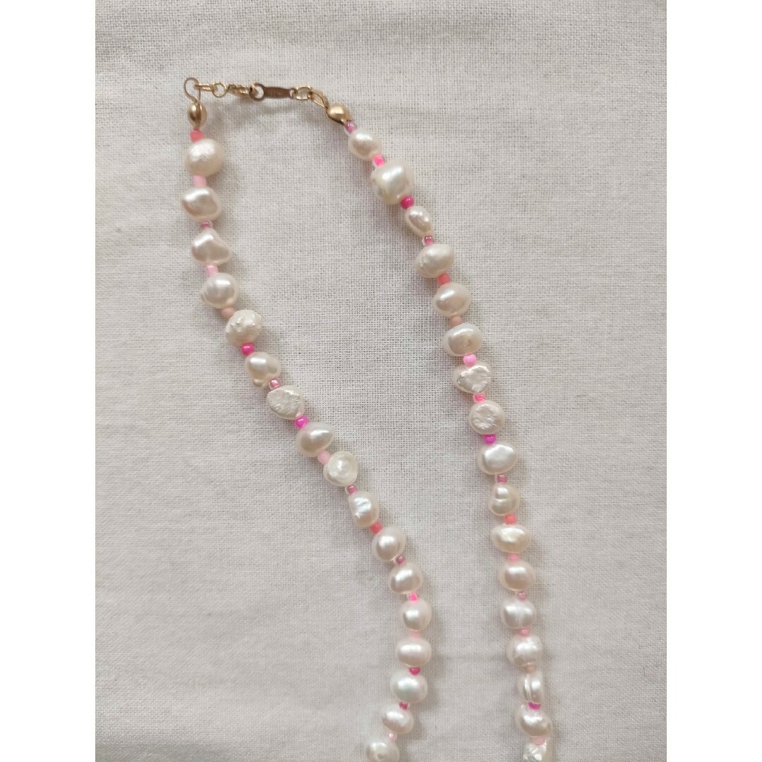 BEAUTY&YOUTH UNITED ARROWS(ビューティアンドユースユナイテッドアローズ)の14kgf　pearl✕pink mixネックレス ハンドメイドのアクセサリー(ネックレス)の商品写真