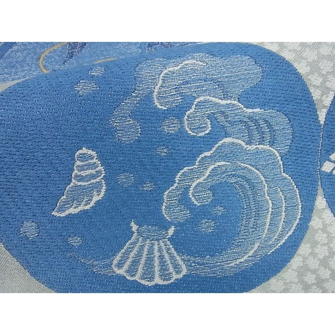 平和屋1■極上 六通柄袋帯 唐織 本藍 寶吉祥丸文 金銀糸 逸品 未使用3s2811