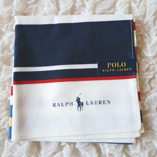 ポロラルフローレン(POLO RALPH LAUREN)のポロラルフローレン■男性用 ハンカチ ホワイト系■未使用(ハンカチ/ポケットチーフ)