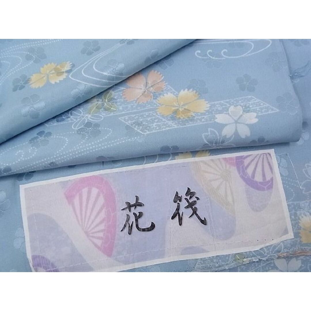 平和屋1■極上　長襦袢　花筏　単衣　反端付き　逸品　未使用　2s10424