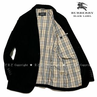 バーバリーブラックレーベル(BURBERRY BLACK LABEL)の超美品 バーバリーブラックレーベル ベロア テーラード ジャケット S 黒 (テーラードジャケット)