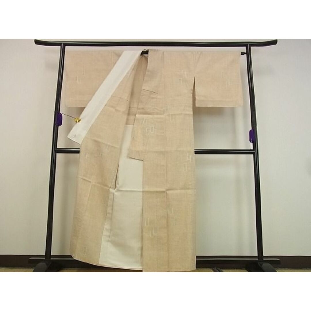 平和屋1□極上 本場結城紬 重要無形文化財 80亀甲 飛び亀甲柄 単衣