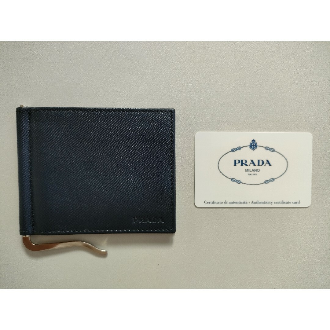 極美品】PRADA プラダ マネークリップ 型押し サフィアーノレザー