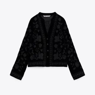 ザラ(ZARA)のZARA ザラ エンブロイダリー ベルベットブラウス(ノーカラージャケット)