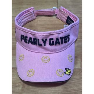 パーリーゲイツ(PEARLY GATES)のパーリーゲイツ　ニコちゃん　ピンク　バイザー  サイズ　フリー コットン100%(その他)