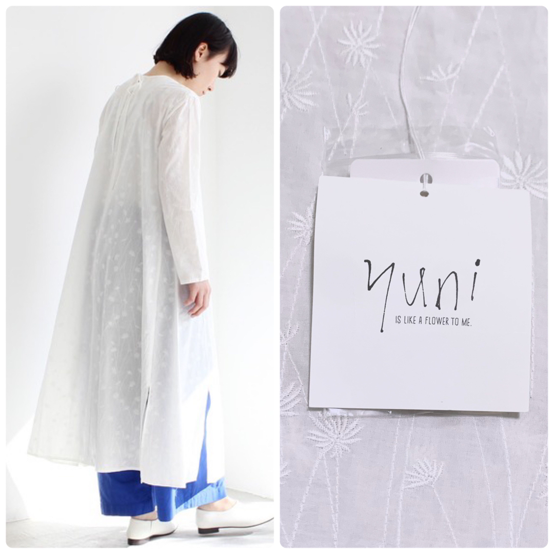 yuni(ユニ)袖刺繍　ロングワンピース