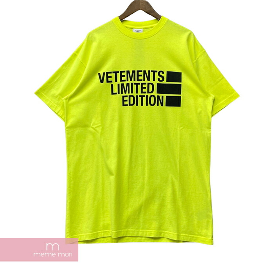 VETEMENTS 2021SS Big Logo Limited Edition Tee UE51TR810Y ヴェトモン ビッグロゴリミテッドエディションTシャツ 半袖カットソー プリント ロゴ刺繍 オーバーサイズ ネオンイエロー サイズXS【230903】【-B】【me04】