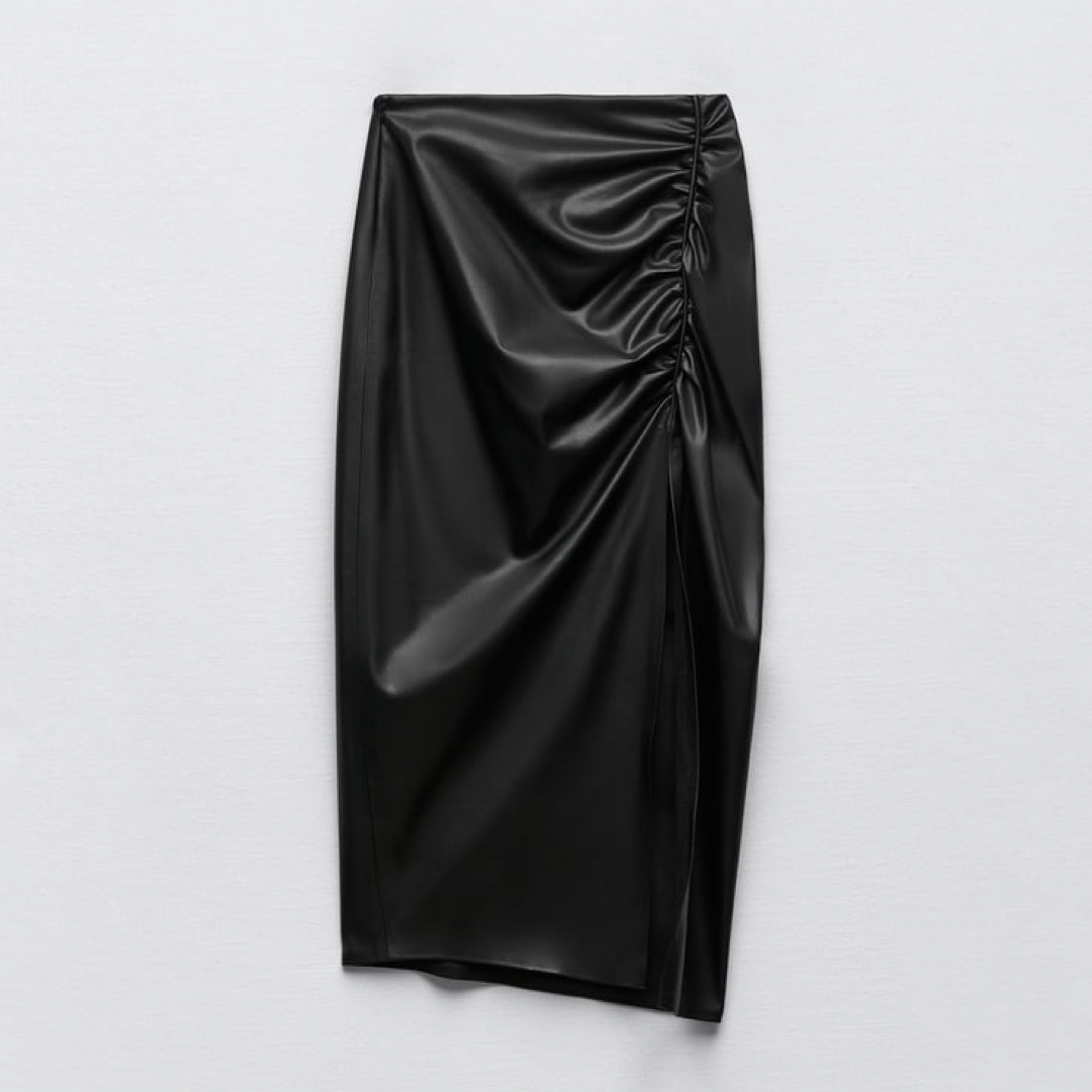 ZARA(ザラ)のZARA ザラ フェイクレザー ギャザースカート レディースのスカート(ロングスカート)の商品写真