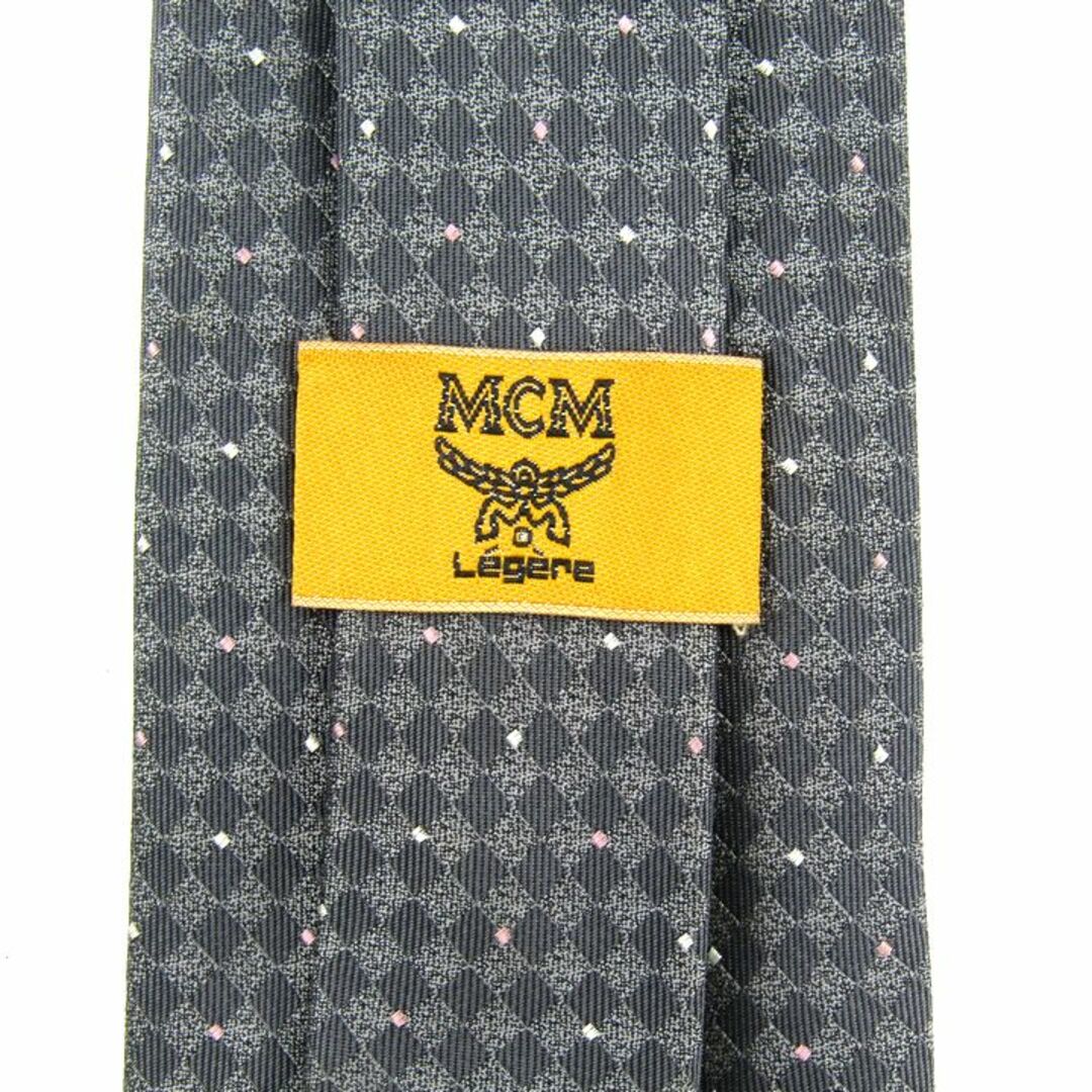 MCM(エムシーエム)のエム・シー・エム ブランドネクタイ チェッカー柄 スクエアドット柄 シルク メンズ グレー MCM メンズのファッション小物(ネクタイ)の商品写真
