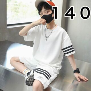 キッズ Tシャツ ハーフパンツ 140 セットアップ 半袖 ジュニア 韓国男の子(Tシャツ/カットソー)