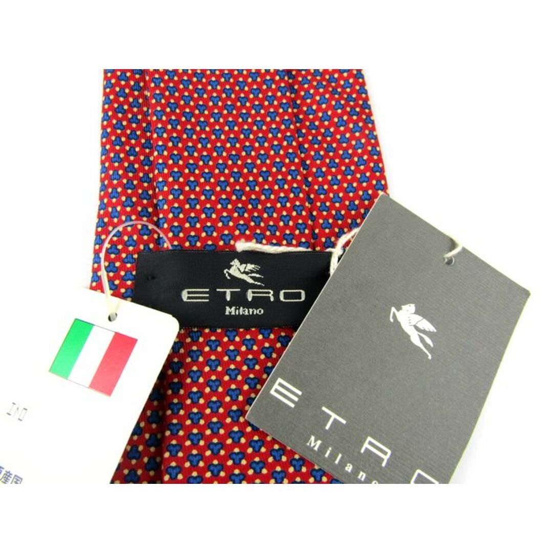 エトロ ブランドネクタイ 総柄 シルク イタリア製 未使用品 メンズ レッド ETRO