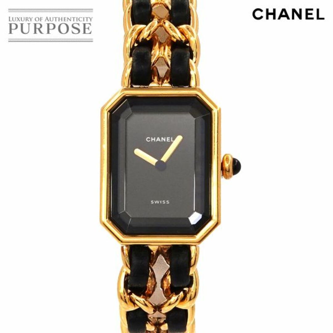 シャネル CHANEL プルミエール Mサイズ H0001 ヴィンテージ レディース 腕時計 ブラック 文字盤 ゴールド ウォッチ Premiere VLP 90203576