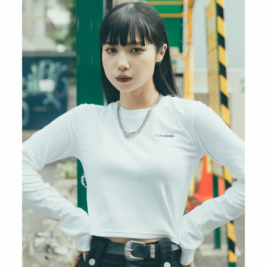 Subciety(サブサエティ)の【WHITE】【FREE】CROPPED L/S TEE レディースのトップス(カットソー(長袖/七分))の商品写真