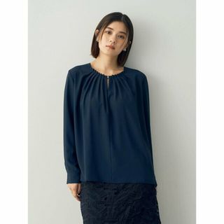 イェッカヴェッカ(YECCA VECCA)の【ネイビー】タックデザインブラウス/23AW(シャツ/ブラウス(長袖/七分))