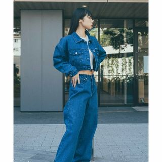 サブサエティ(Subciety)の【BLUE】HIGH-RISE WIDE DENIM PANTS(デニム/ジーンズ)