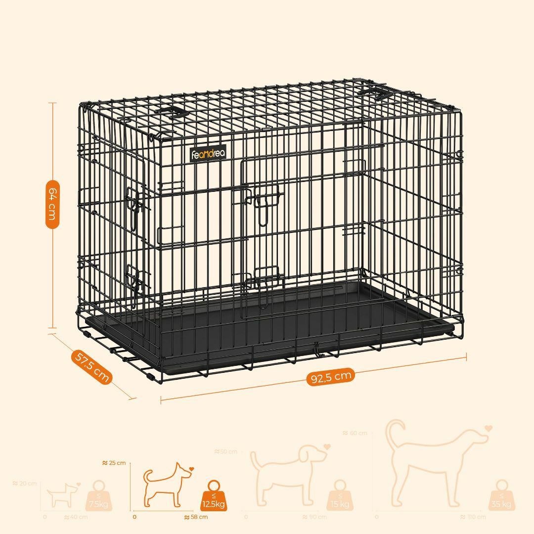 【色: 銀】FEANDREA ペットケージ 92.5x57.5x64cm 犬ケー 【色: 銀】FEANDREA ペットケージ 92.5x57.5x64cm 犬ケー