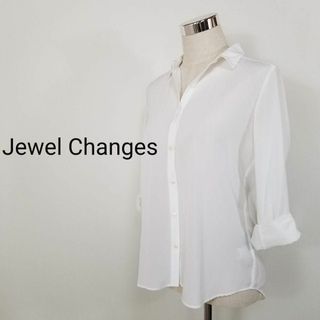 ジュエルチェンジズ(Jewel Changes)のジュエルチェンジズ好感度アップ美シルエットスタンダードカラーシャツ白ポリシャツ(シャツ/ブラウス(長袖/七分))