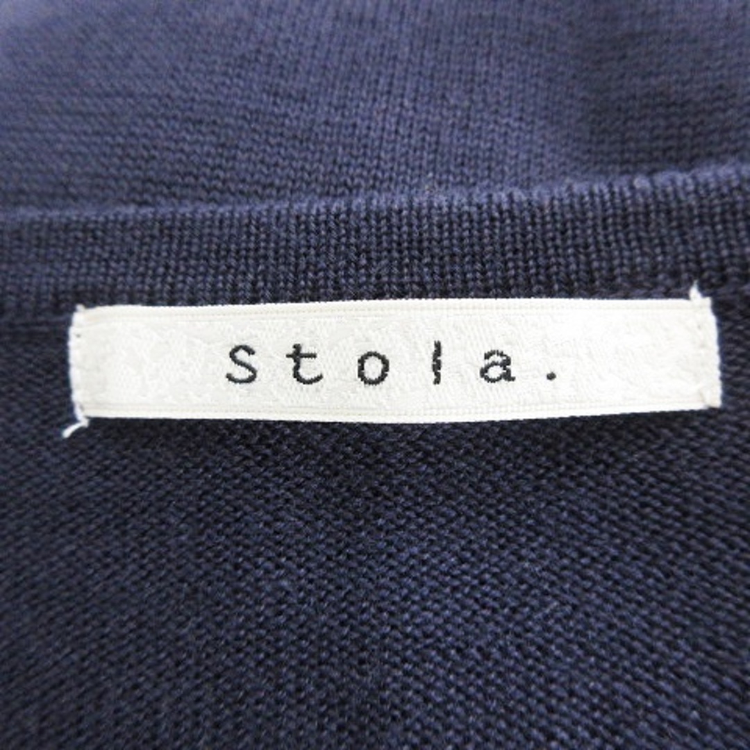 Stola.(ストラ)のストラ ニット カットソー 長袖 ラウンドネック チュニック丈 無地 紺 レディースのトップス(ニット/セーター)の商品写真