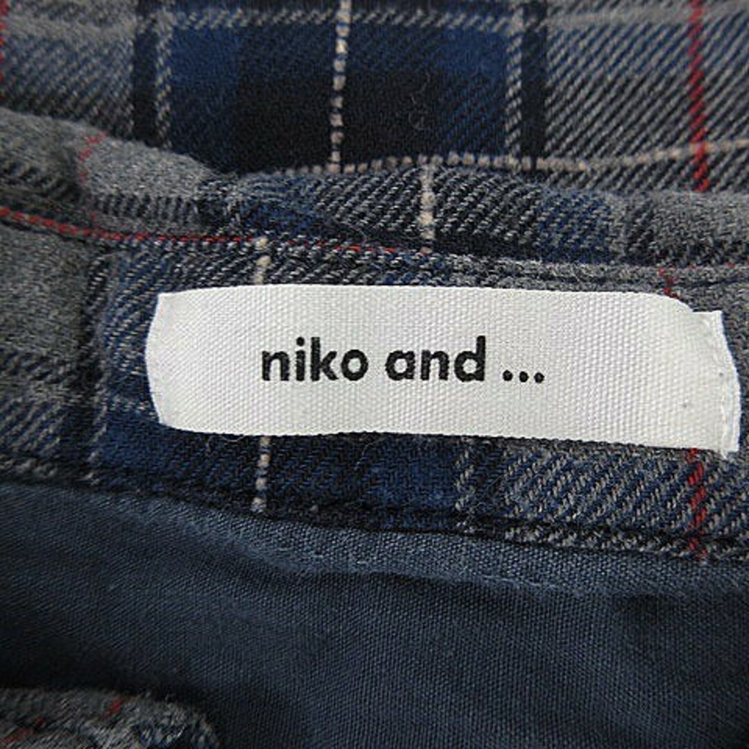 niko and...(ニコアンド)のニコアンド シャツ スキッパーカラー 長袖 コットン チェック M グレー 青 レディースのトップス(シャツ/ブラウス(長袖/七分))の商品写真