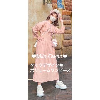 Mila Owen - Mila Owen タックデザイン袖ボリュームワンピース ピンク ...