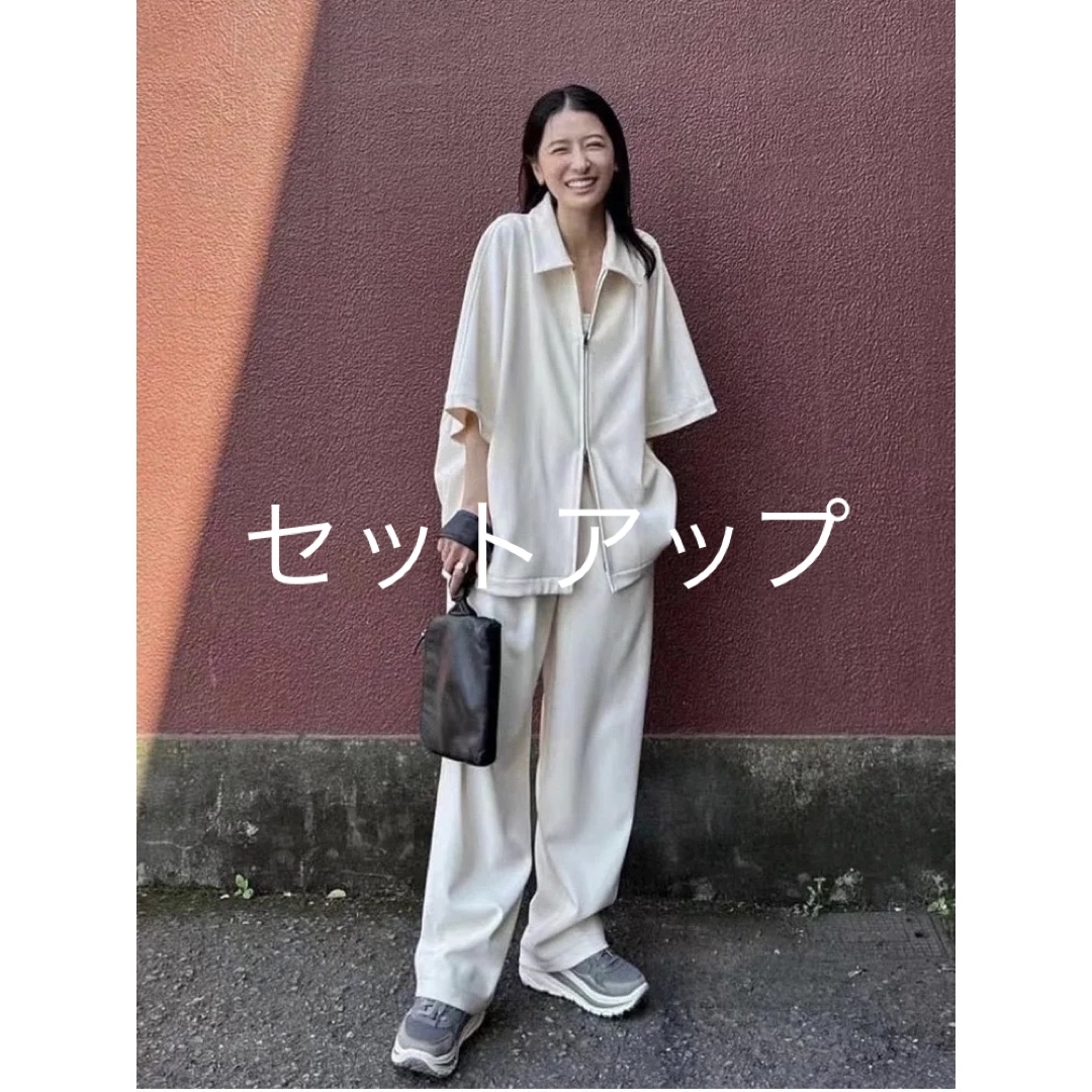 RIB STRIPE ZIP SHIRT PANTS セットアップ-