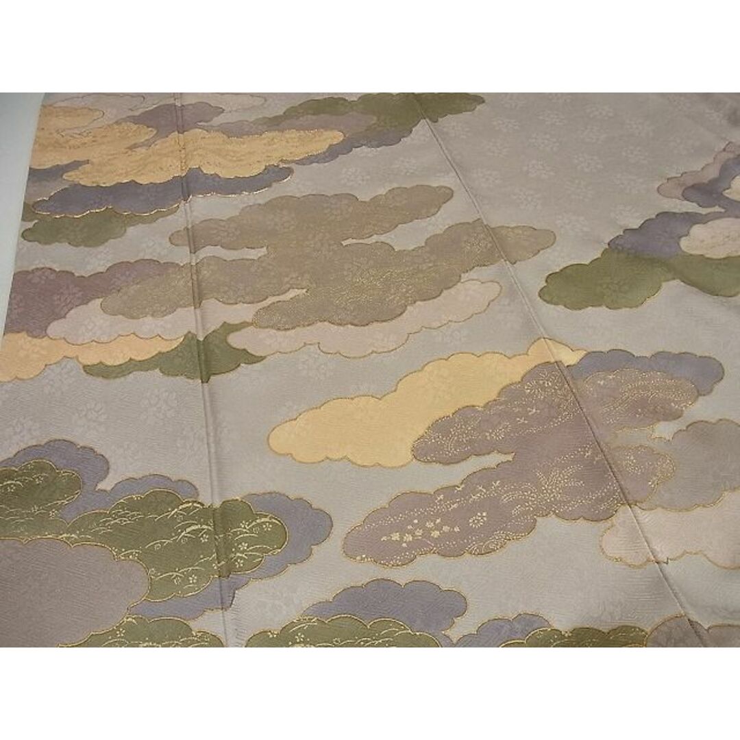 平和屋1■極上 皇室献上作家 藤井寛 訪問着 駒刺繍 雲重ね文 金彩 パールトーン加工 逸品3s2198