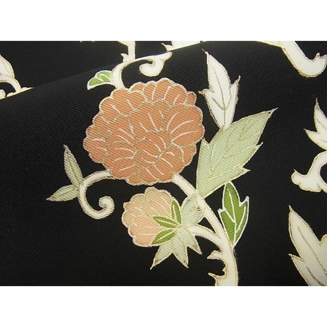 平和屋1□極上 塩瀬 つけ帯 牡丹唐草文 黒地 金彩 逸品3s2550の通販 by