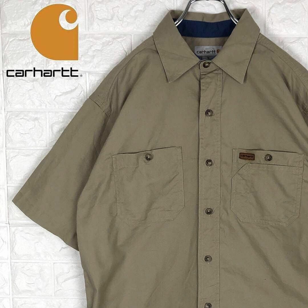 carhartt(カーハート)のカーハート レザーワンポイント 半袖シャツ ロゴワッペン カジュアルアースカラー メンズのトップス(シャツ)の商品写真