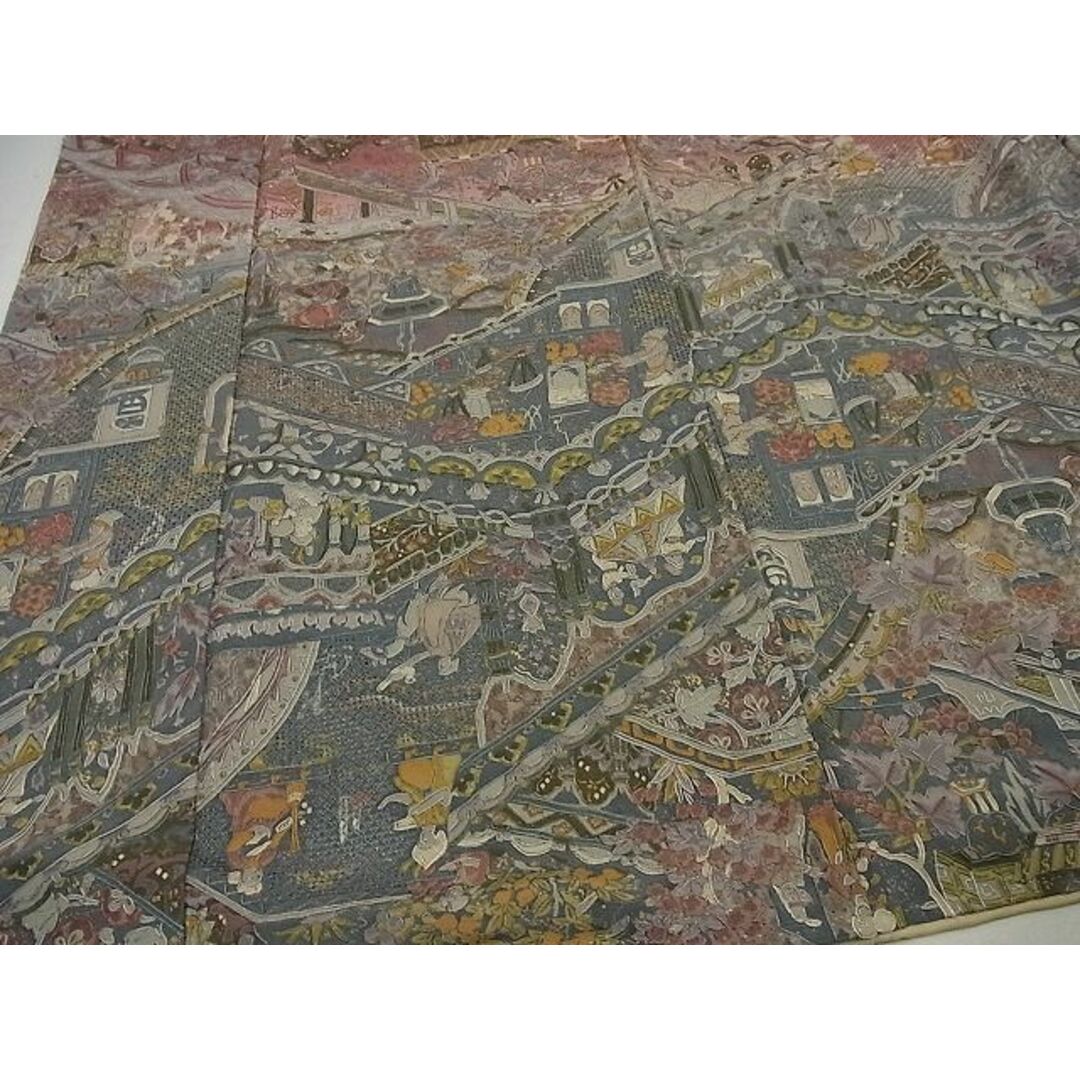 平和屋1□極上 訪問着 スワトウ刺繍 人物吉祥文 金彩 逸品3s2572の通販