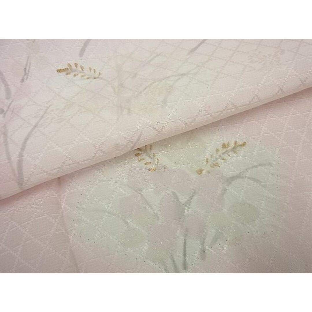 平和屋1□極上 長襦袢 無双仕立て 作家物 手描き 絞り 草花文 半衿刺繍