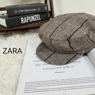 ザラ(ZARA)のザラZARAハンチング帽子58cm茶ツイードキャスケットおしゃれ女子M(ハンチング/ベレー帽)