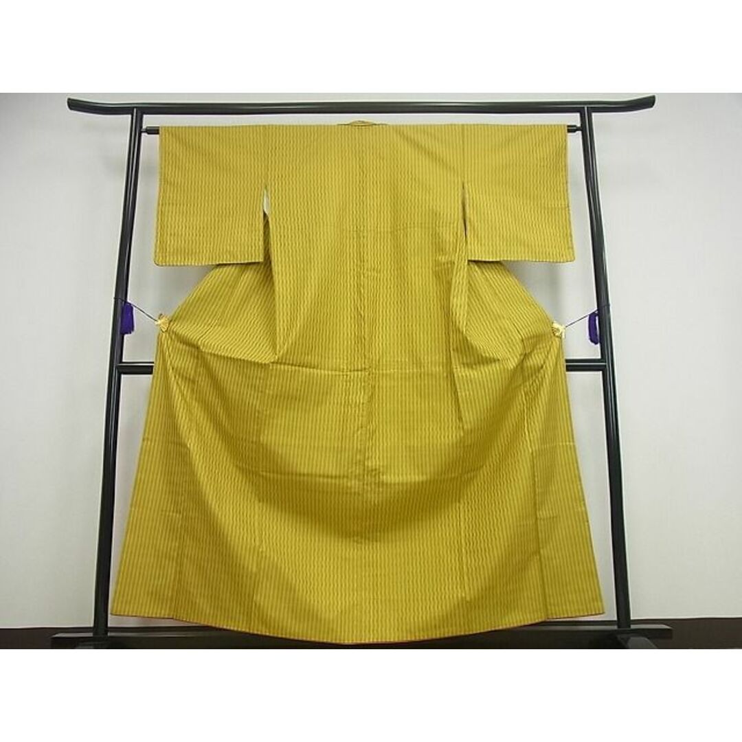 平和屋1□希少 山下八百子 本場黄八丈 市松綾織 紬 逸品 未使用3s2744