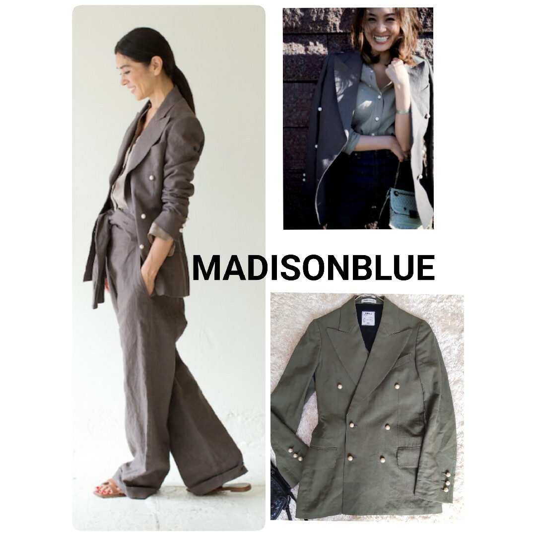 稀少MADISONBLUE★リネンパールボタンジャケット★ダブル★麻★サイズ00