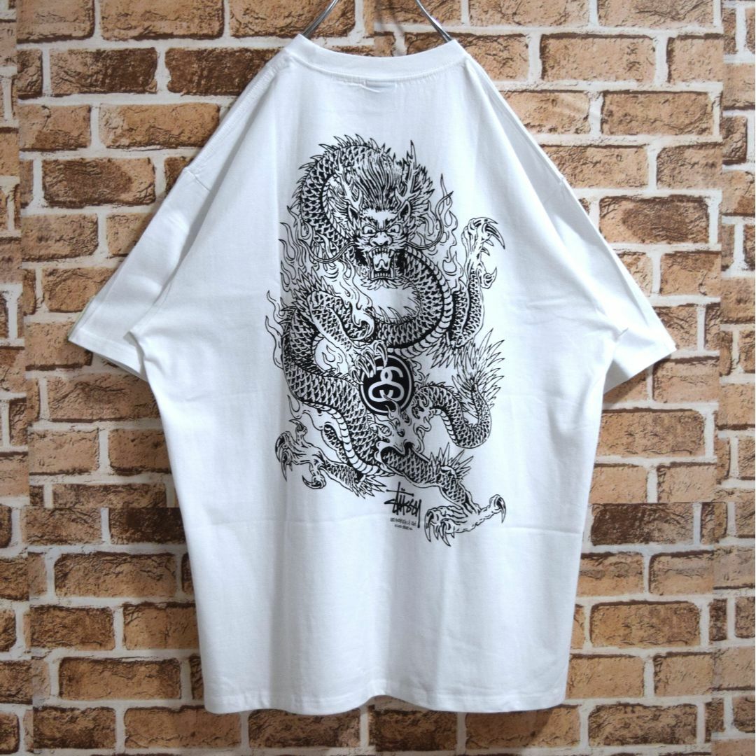 《ステューシー》即完モデル 正規・新品タグ ドラゴン ホワイト L Tシャツ
