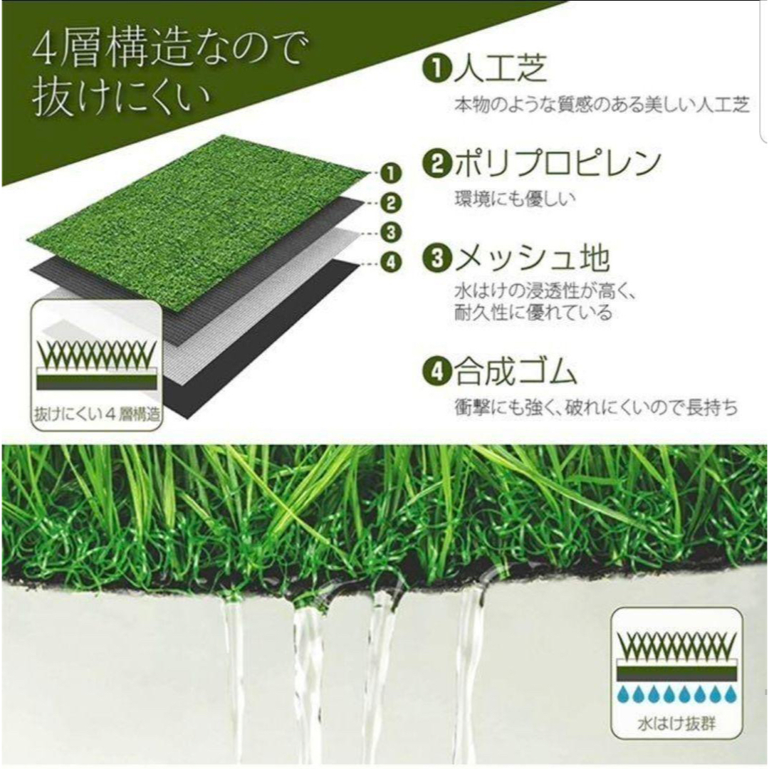 人工芝 ロール リアル 2m×25m 2本セット 芝丈35mm 固定ピン付の通販 by
