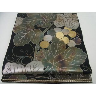 平和屋1□極上 西陣 服部織物謹製 六通柄袋帯 こはく錦 二重箔織 葡萄