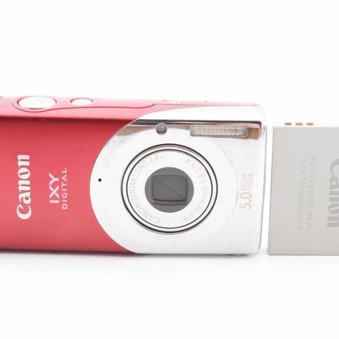 完動品】Canon IXY L3 レッド デジタルカメラ コンデジ-