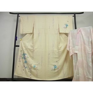 平和屋1□極上 訪問着・長襦袢セット 枝花文 半衿刺繍 やまと誂製 逸品