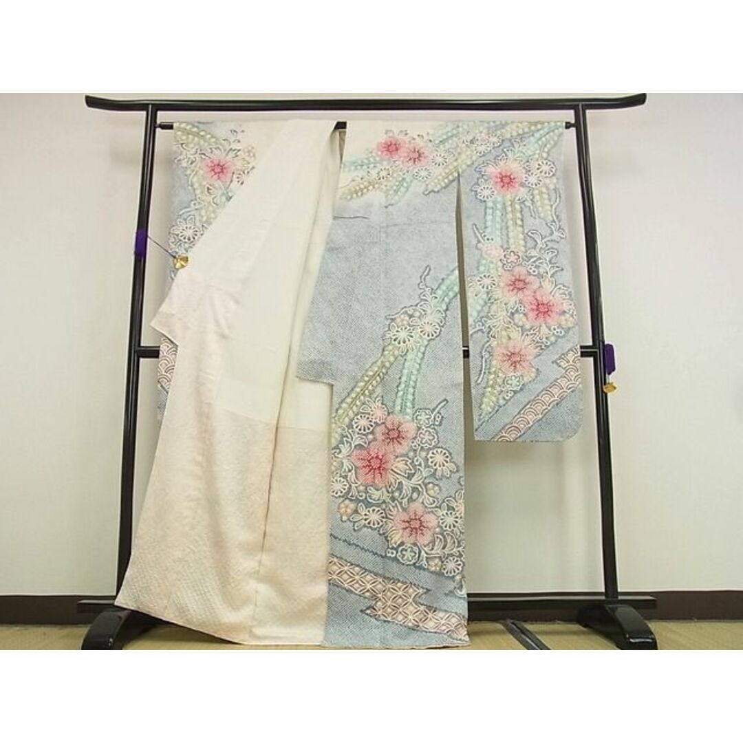平和屋1■極上 名門 藤娘きぬたや・総絞り 振袖 花尽くし 暈し染め 逸品s9166