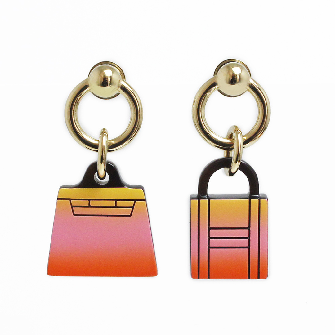 エルメス アミュレット フュージョン マロキニエ ピアス バッファローホーン ラッカー アシデュール ゴールド金具 箱付 HERMES（新品・未使用品）