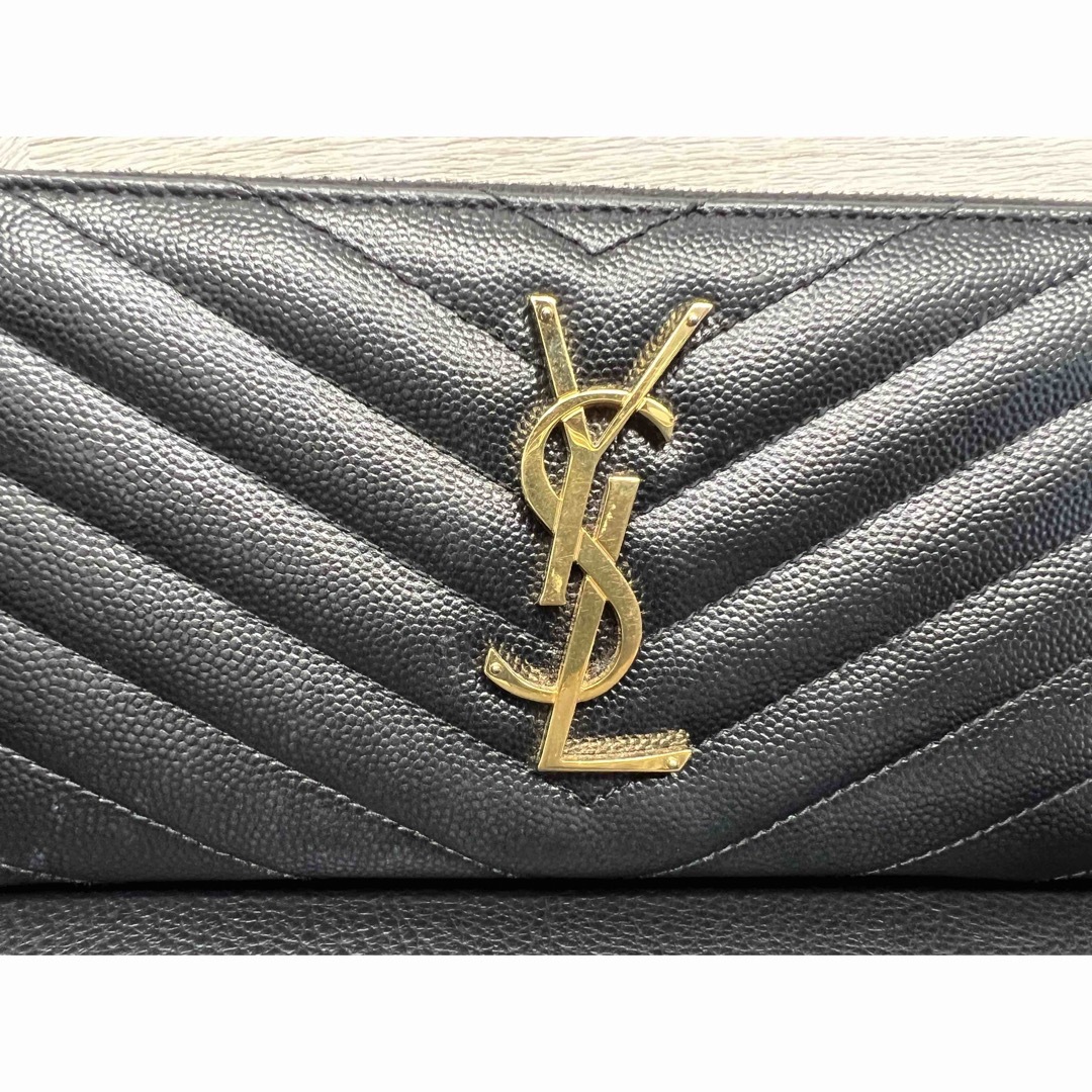 SAINT LAURENT YSL モノグラム Vステッチ ラウンドファスナー