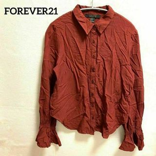 フォーエバートゥエンティーワン(FOREVER 21)の586 フォーエバー21 シャツ ブラウス ベル袖 ワインレッド MサイズM /(シャツ/ブラウス(長袖/七分))