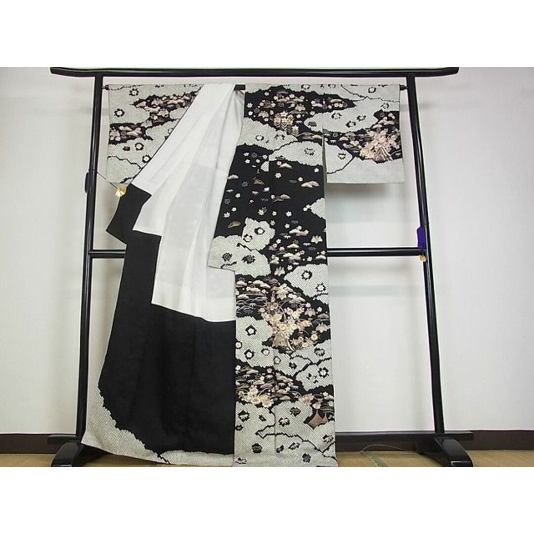平和屋1□最高級 十七代京屋林蔵 本疋田絞り 訪問着 手刺繍 雲重ね花文 ...