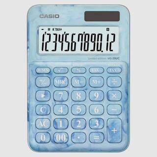 カシオ(CASIO)の電卓　CASIO　カシオ　マーブル　ブルー　水色　限定　ミニジャストタイプ(カレンダー/スケジュール)
