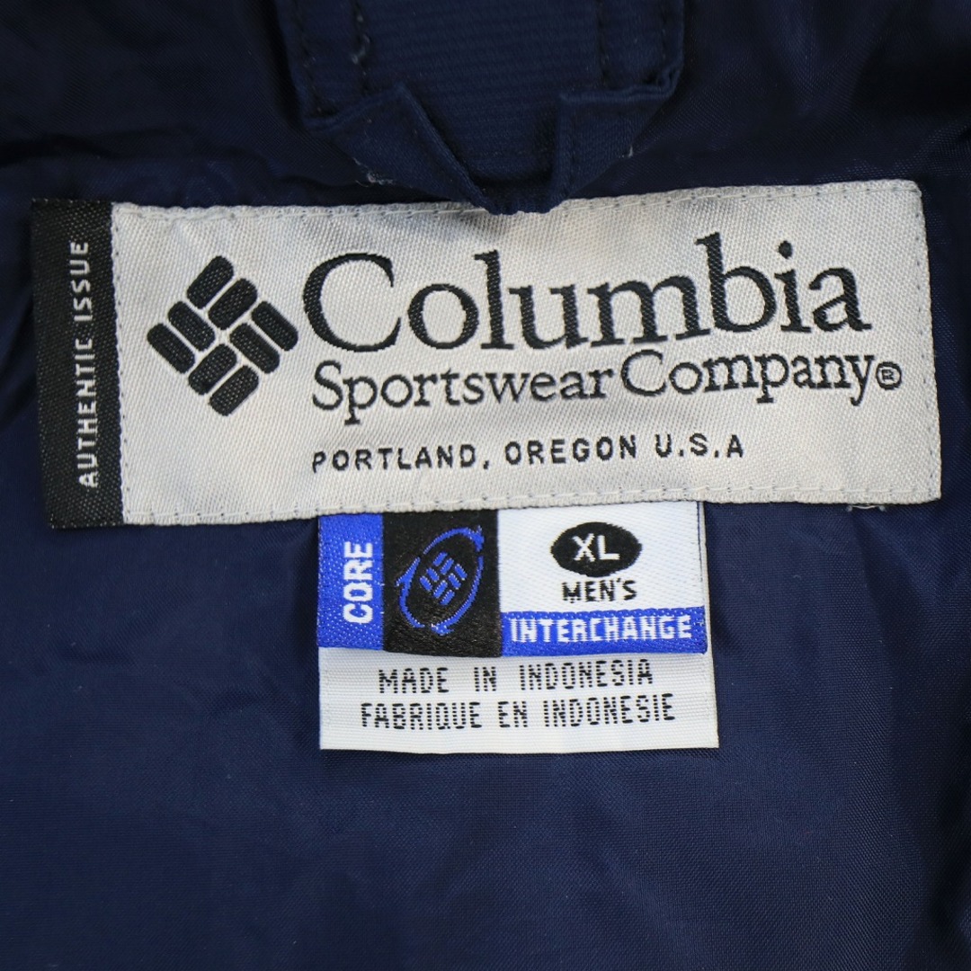 90年代 Columbia コロンビア ナイロンジャケット 防寒 防風 アウトドア キャンプ ネイビー (メンズ XL) 中古 古着 N6521
