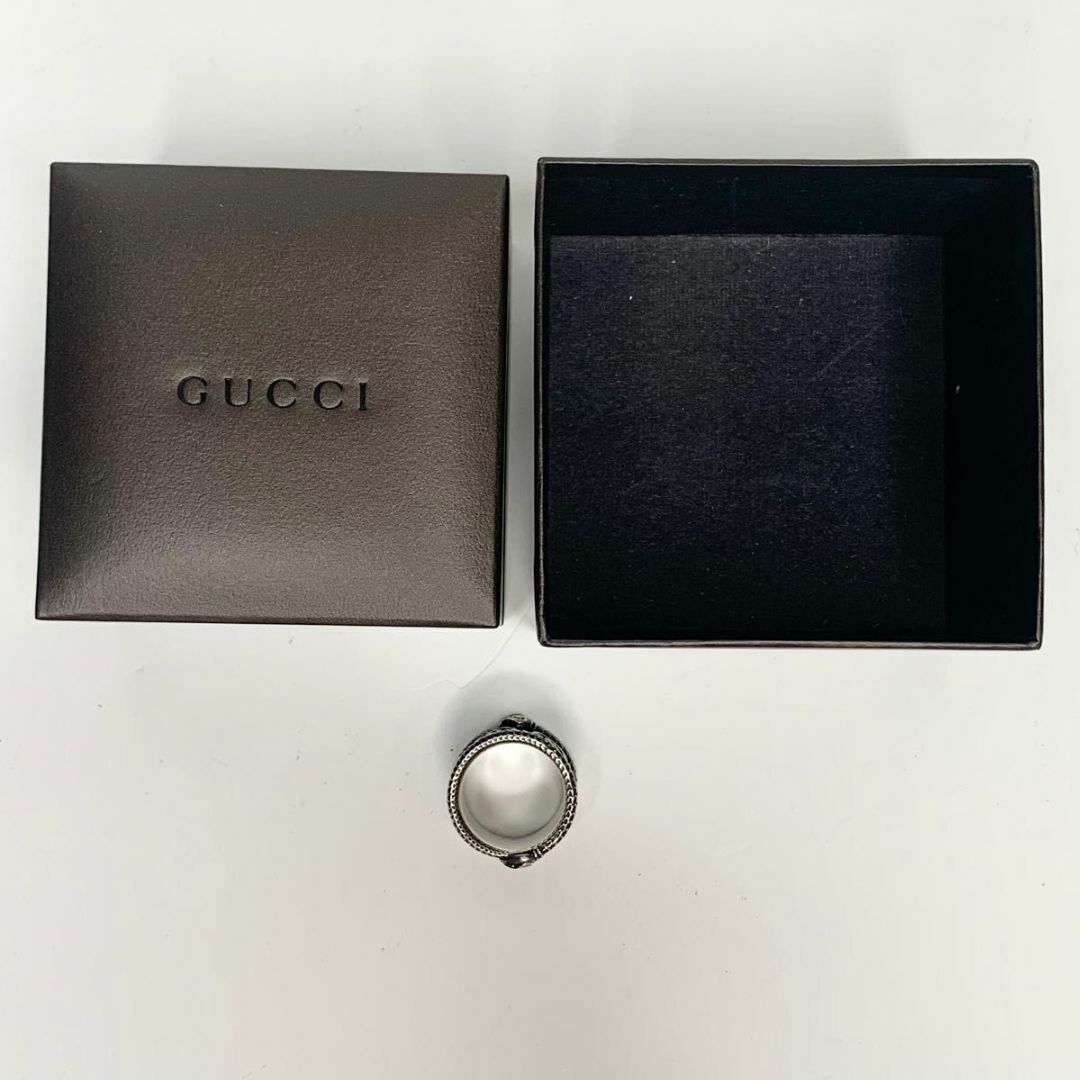 Gucci(グッチ)の新品同様 GUCCI グッチ GGマーモント ワイドリング シルバー 燻加工 メンズのアクセサリー(リング(指輪))の商品写真