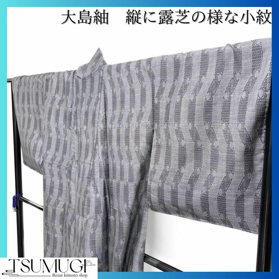 大島紬 縦に露芝の様な文様の小紋 着物 | フリマアプリ ラクマ