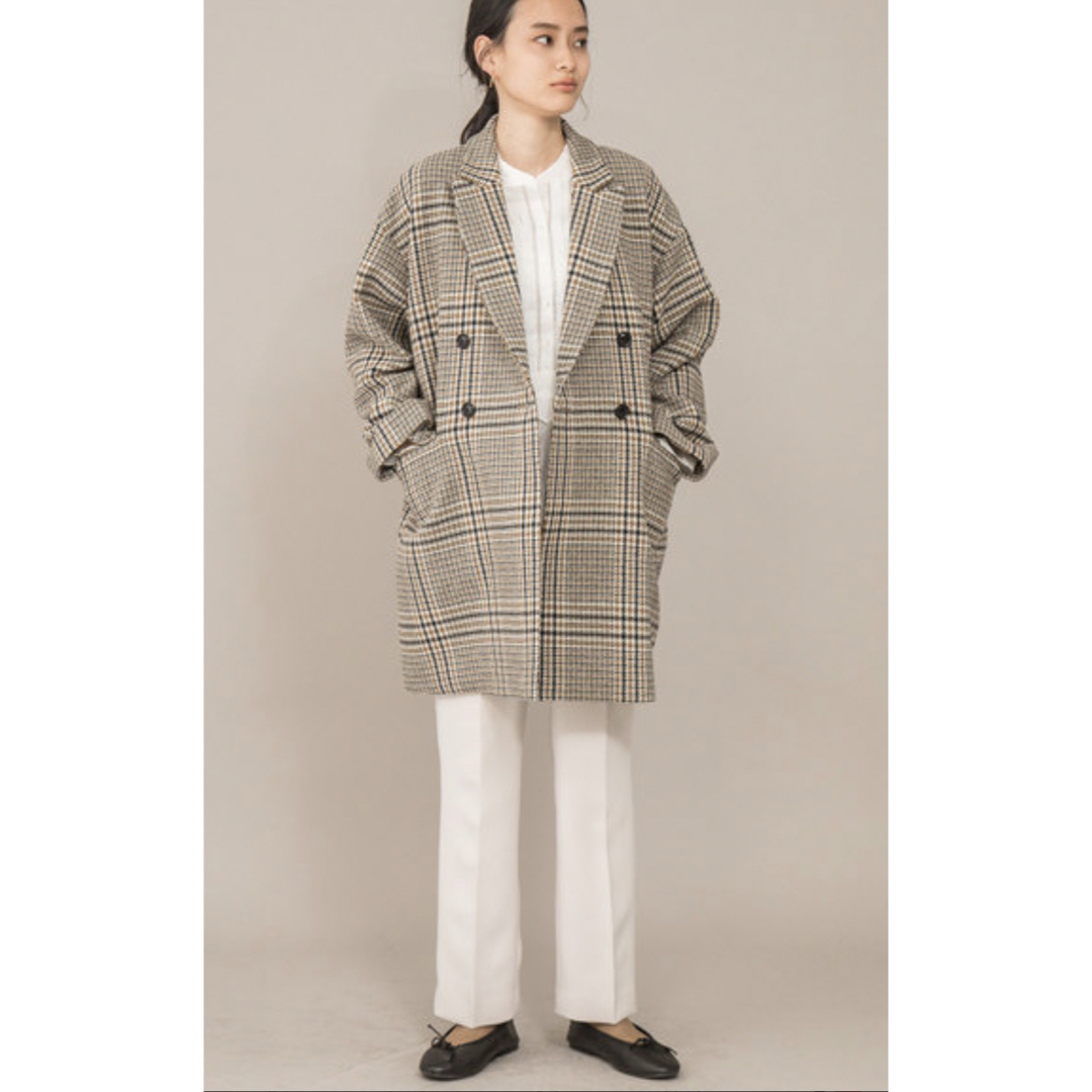 Liyoka リヨカ  ダブル釦グレンチェックコート レディースのジャケット/アウター(ロングコート)の商品写真