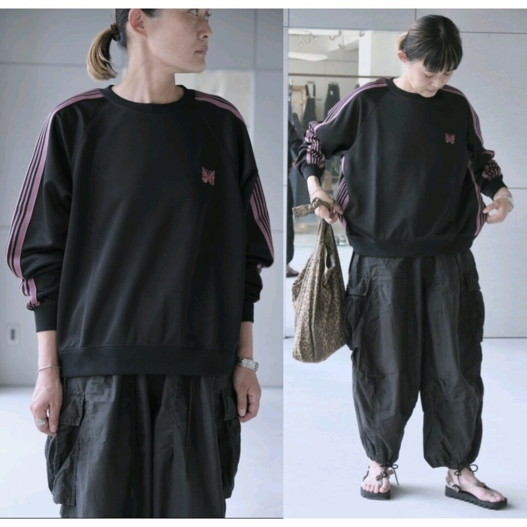 新品 NEEDLES 22aw Track Crew Neck  黒 ピンク