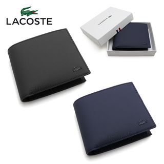 ラコステ(LACOSTE)の【ラッピング無料】LACOSTE メンズ 財布 LACOSTE NH2309 ブラック 黒 ネイビー 紺 小銭入れ カード入れ 二つ折り 財布 折り財布 小さめ コンパクト ミニ財布 ウォレット wallet ワニ クロコ ワンポイント 合皮 レザー 男性 サイフ 専用BOX付 ギフト(折り財布)